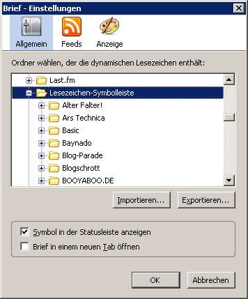 Brief-Einstellungen